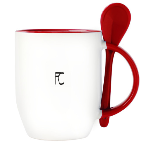 Кружка с ложкой с принтом Теплый зимний Уху