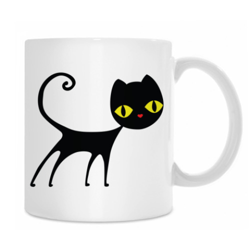 Кружка с принтом Черный кот