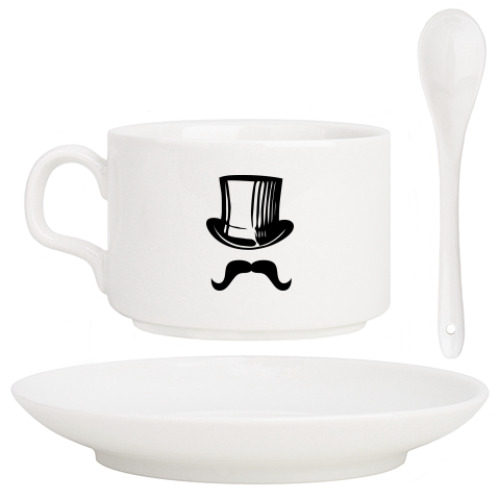Кофейный набор с принтом Усы или шляпа? И то, и другое!