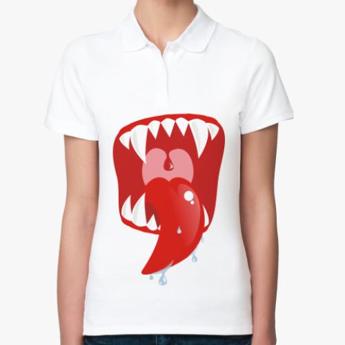 Женская рубашка поло (печать) с принтом зубки