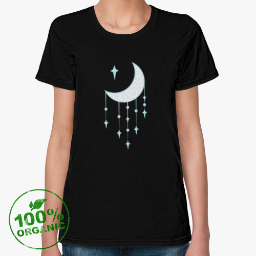 Женская футболка из органик-хлопка с принтом Луна и звезды