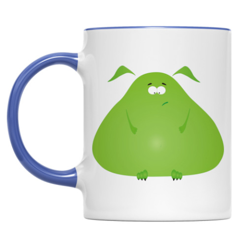 Кружка с принтом зеленый чудик