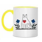 Двухцветная кружка Кот и сердце