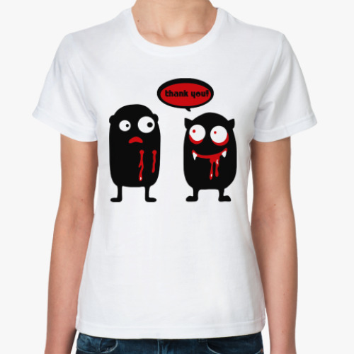 Классическая футболка с принтом Добрый вампир