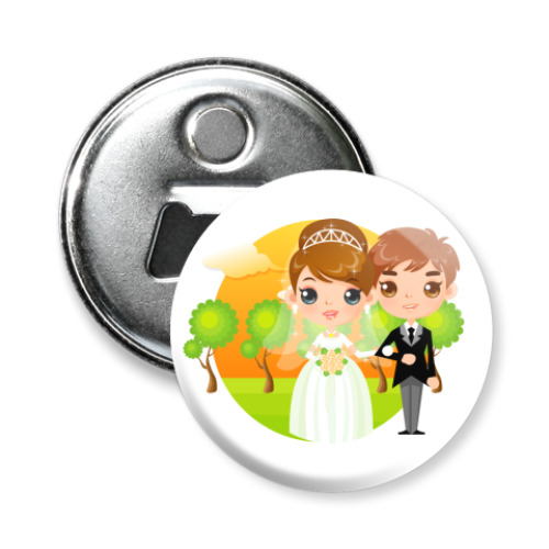 Магнит-открывашка с принтом Молодожены