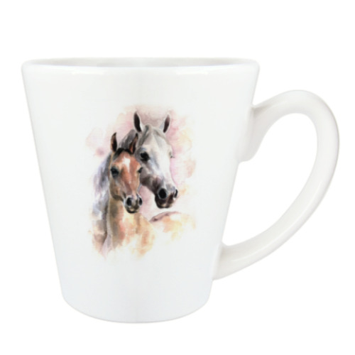 Чашка Латте с принтом Лошади