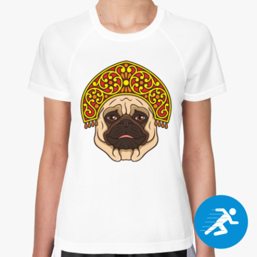 Женская спортивная футболка Русский мопс. Russian pug.