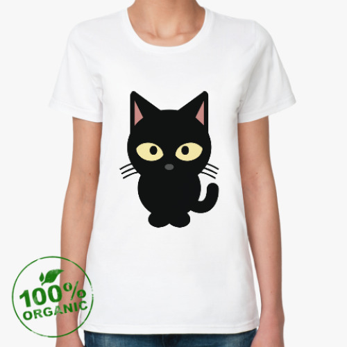 Женская футболка из органик-хлопка Черный Котик