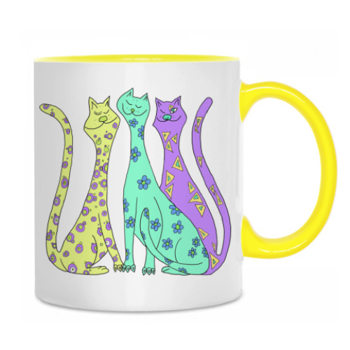 Кружка с принтом Коты Цвет