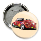 Значок 75 мм Жук хиппи