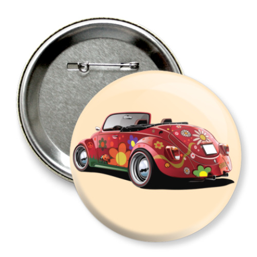 Значок 75мм с принтом Жук хиппи