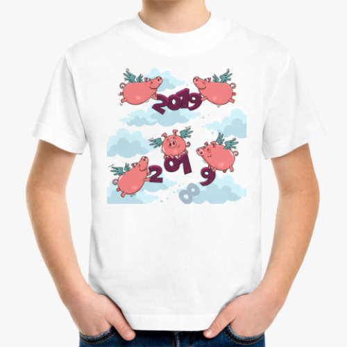 Детская футболка Новогодние Свинки 2019