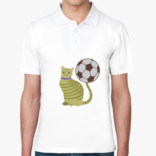Рубашка поло с принтом Кот-футболист