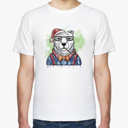 Футболка с принтом Рождественский медведь | Christmas polar bear