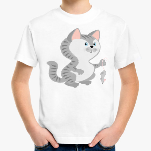 Детская футболка Кот поймал мышь