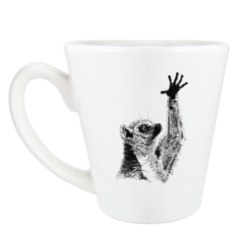 Чашка Латте с принтом Лемур