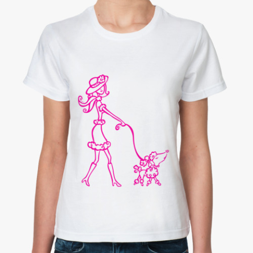 Классическая футболка Девушка и собачка