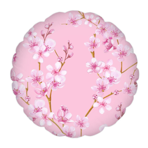 Подушка с принтом Весенняя сакура цветущая вишня