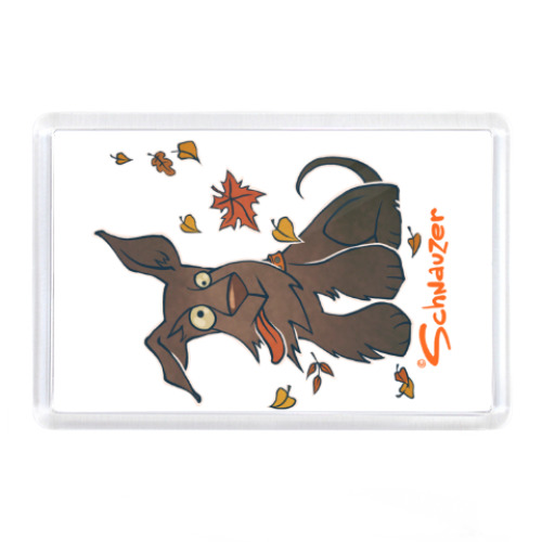 Магнит с принтом Осенний шнауцер