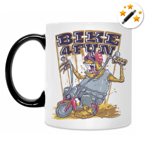 Кружка-хамелеон с принтом Байкер на мопеде