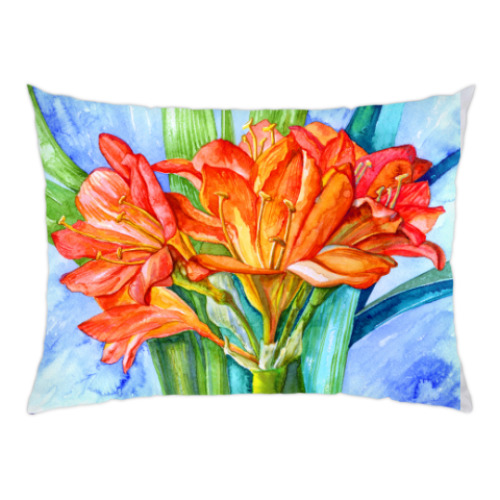 Подушка с принтом акварельная кливия