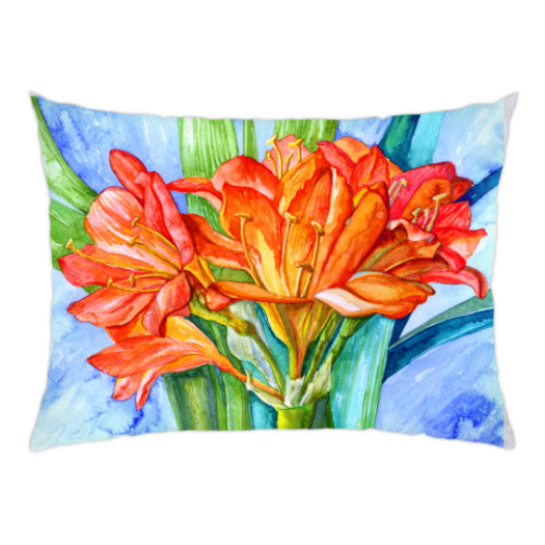 Подушка с принтом акварельная кливия