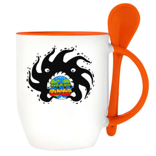 Кружка с ложкой Black hole eating a globurger