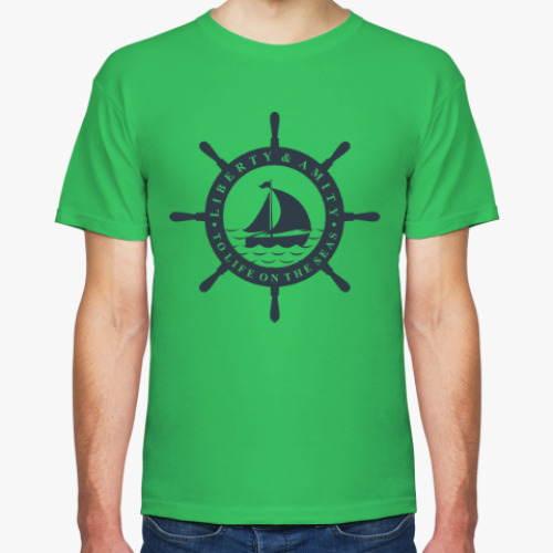 Футболка с принтом Море, штурвал. Liberty and mit