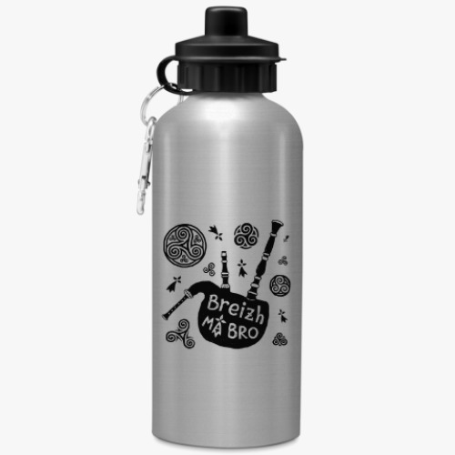 Бутылка с карабином (500 мл) с принтом Breizh Ma Bro