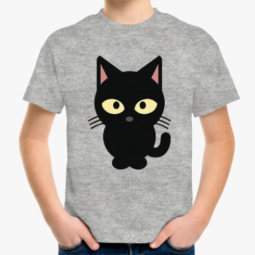 Детская футболка Черный Котик