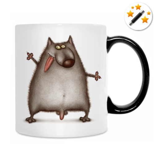 Кружка-хамелеон с принтом Волк