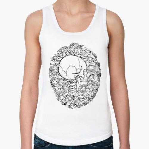 Женская майка с принтом Череп и розы