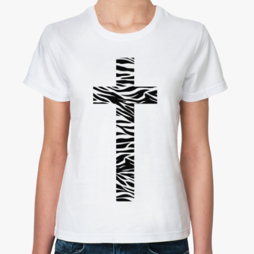 Классическая футболка крест с текстурой 'зебра'