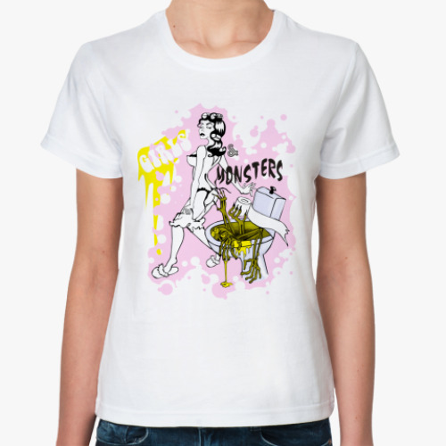 Классическая футболка с принтом Girls&Monsters