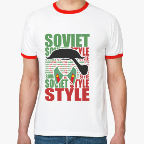 Футболка Ringer-T Soviet Style. Усы. Сталин.
