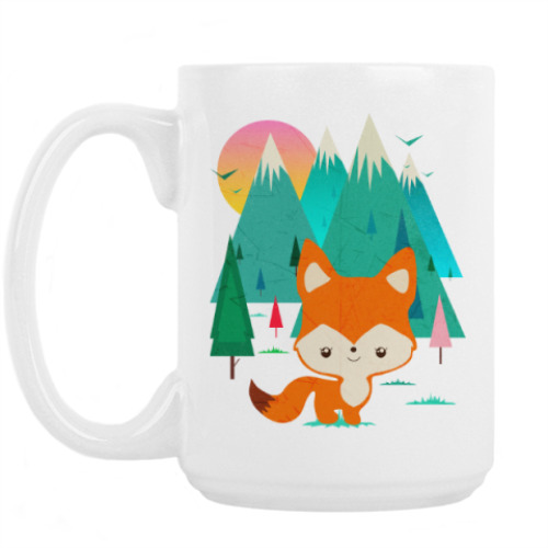 Кружка с принтом Лисенок на природе