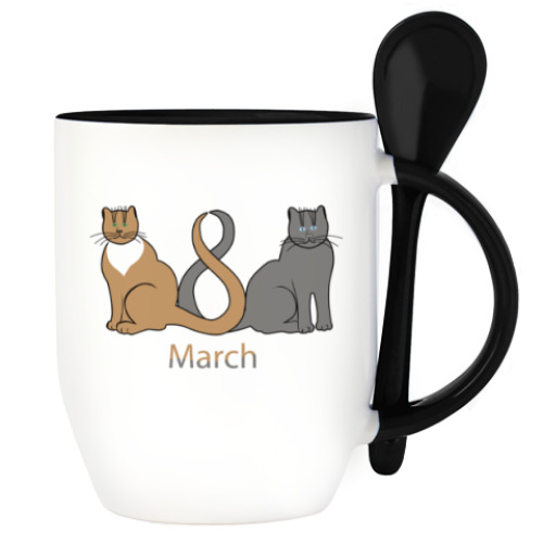 Кружка с ложкой с принтом 8 марта