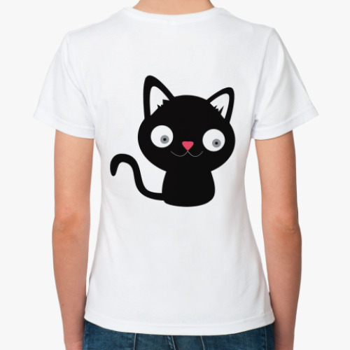 Классическая футболка с принтом   Котик