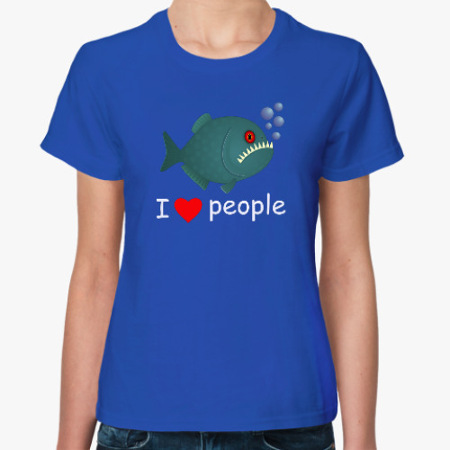 Женская футболка Пиранья. I love people