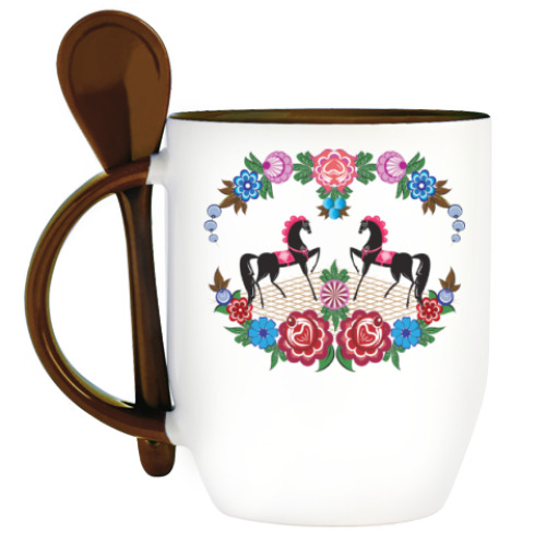 Кружка с ложкой с принтом Подарок жене