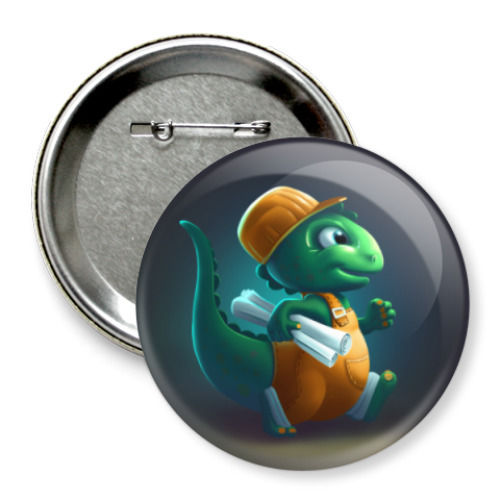 Значок 75мм с принтом Drolly Dino