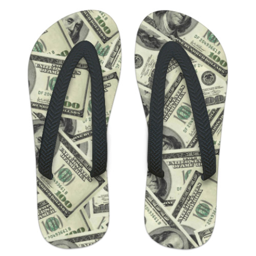 Шлепанцы (сланцы) с принтом Деньги