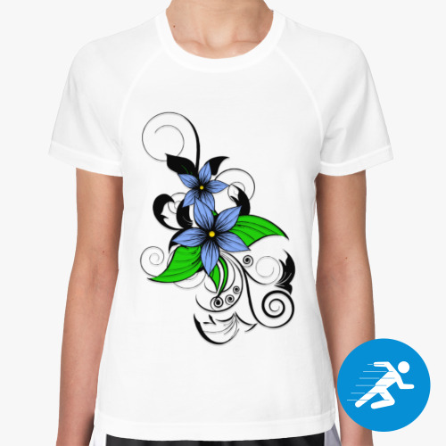 Женская спортивная футболка с принтом цветочная композиция