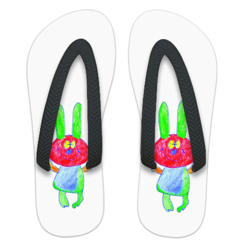 Шлепанцы (сланцы) с принтом зайцы-убийцы со скакалкой