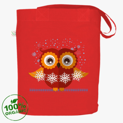 Сумка шоппер с принтом Зимние совы