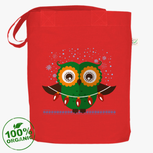 Сумка шоппер с принтом Зимние совы