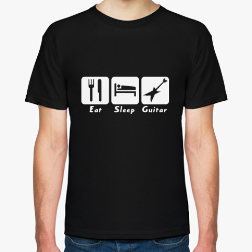 Футболка с принтом  Eat Sleep Guitar