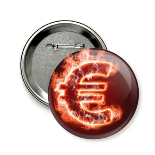 Значок 58мм с принтом   Евро