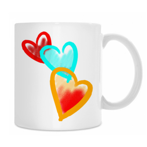 Кружка с принтом Сердечки!