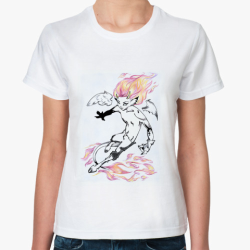 Классическая футболка с принтом Огненный демон